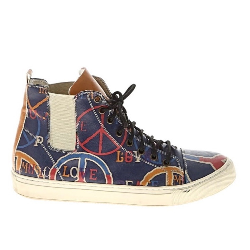 Men’s High-Top Sneakers - Peace, Music, Love